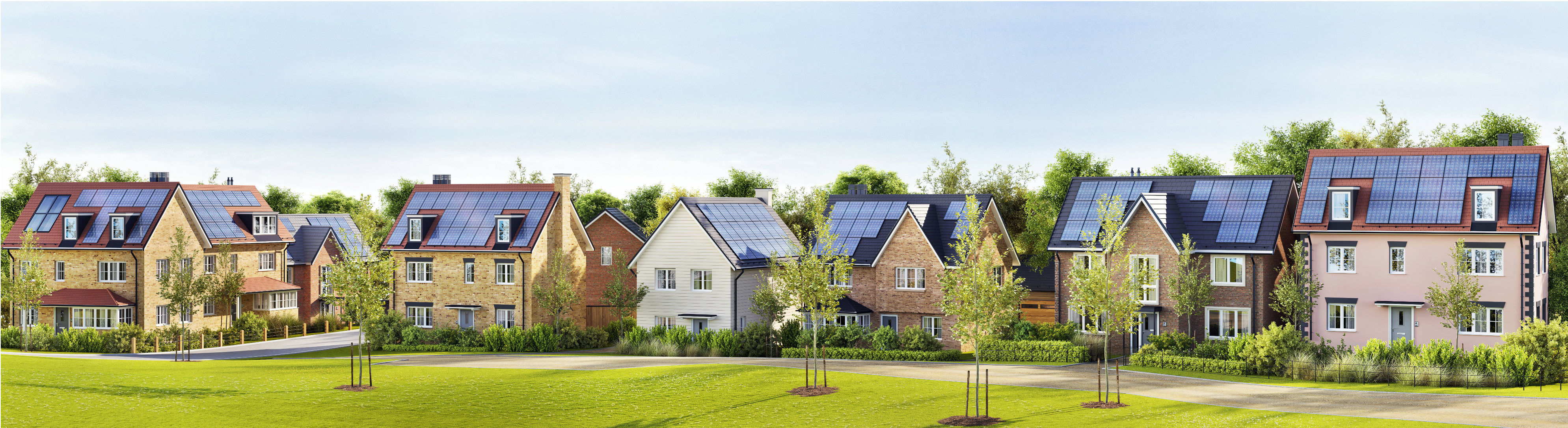 Bild von Häusern mit Photovoltaikanlagen auf dem Dach